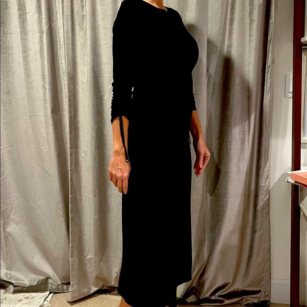 Boss by Hugo Boss Ruched Black Long Sleeve Dress